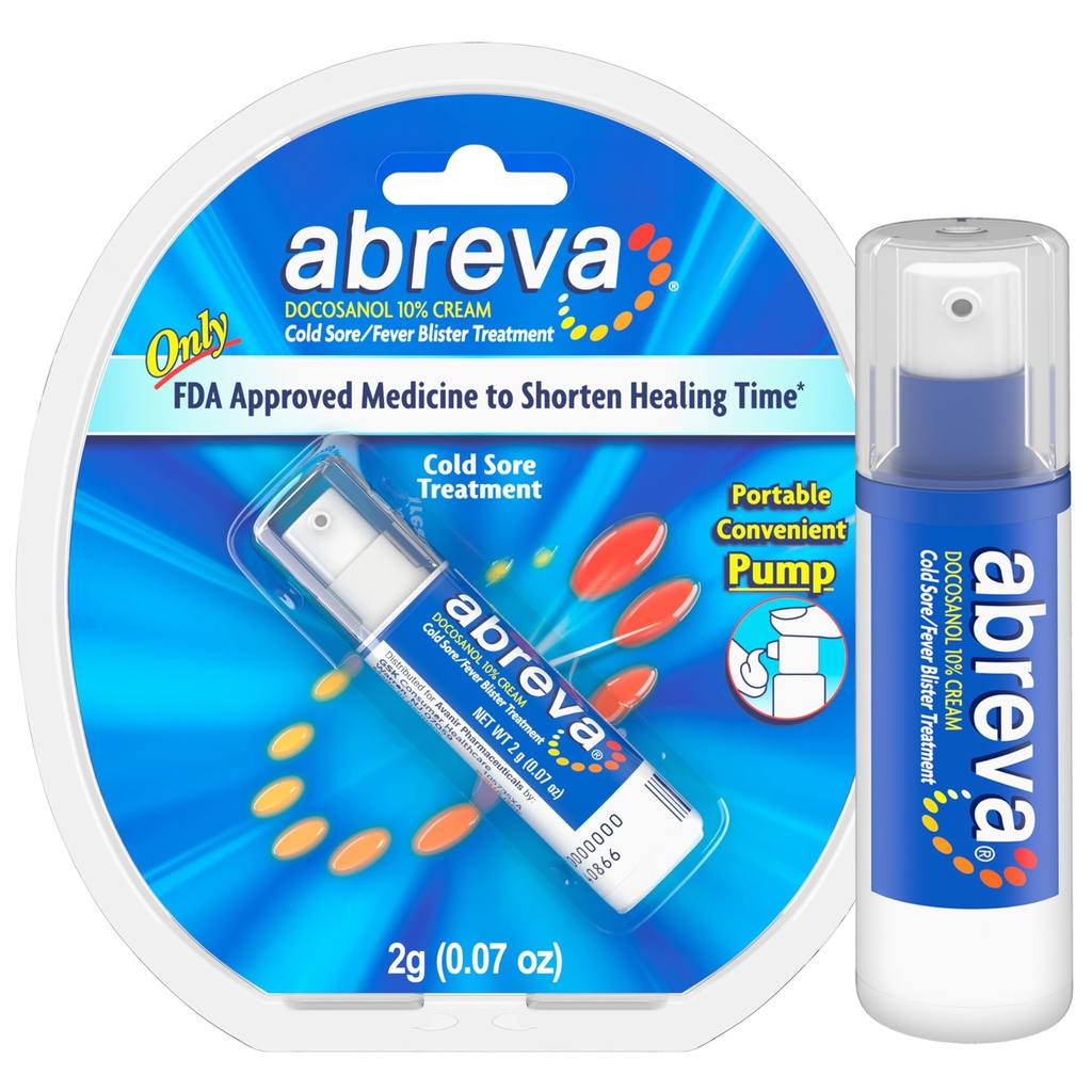 Abreva 10 のパーセントの Docosanol の風邪の心配の処置は 2.5 日- 0.07 の oz ポンプであなたの熱心なまめを扱います