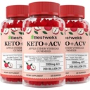 Appleのサイダーの酢のグミ、プロバイオティクス、B12およびKetoサポートが付いている最高の強さ2000mg ACVのギーミー、消化、Metabolism、Detox、Gut及び免疫の健康、ゼラチンなし、非GMO、180のketoのacvのグミ