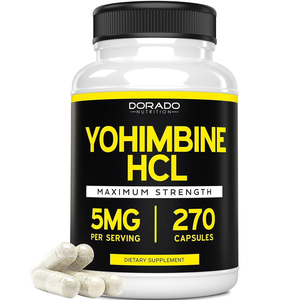 男性と女性のためのヨヒンビンHCL 5mg(270カプセル)ヨヒンベバークパウダーよりも強力 - 品質保証 - ポット&純度のためにテストされたサードパーティ - ビーガン、グルテンフリー&非GMO - 米国製