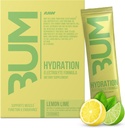 RAW 電解液パウダー 水分補給ドリンク ミックス パケット、Bum Hydrate(レモン ライム、20 サービング) - 電解液水パック 筋肉機能と耐久性をサポート - Keto 無料の電解液パウダー パケット