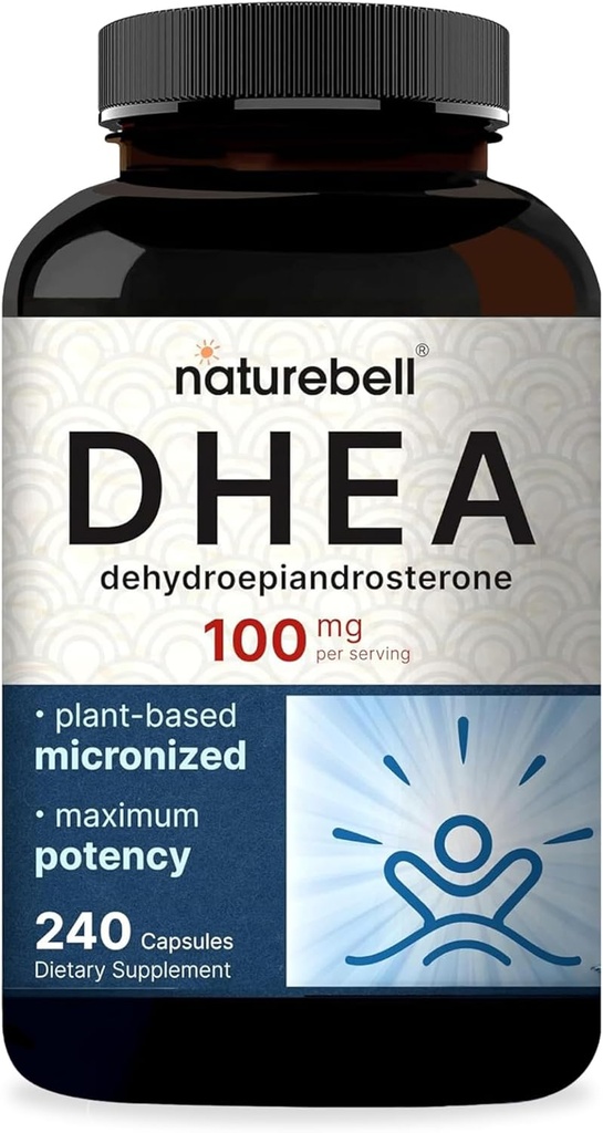 NatureBell DHEA 100mg、240カプセル  より良い吸収のための最高の強度、微粉化グレード - 男性と女性のためのエネルギーレベル、代謝、および健康な老化をサポート - 米国で作られた非GMO