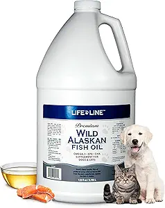 犬と猫のためのライフラインペット栄養ワイルドアラスカフィッシュオイル128oz - オメガ3スキン&コート、脳、目&心の健康のための魚油サプリメント