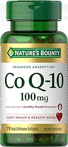 Nature's Bounty CoQ10、助けは健康な血圧、100のmgの急速な解放のSoftgels、75の計算を維持します