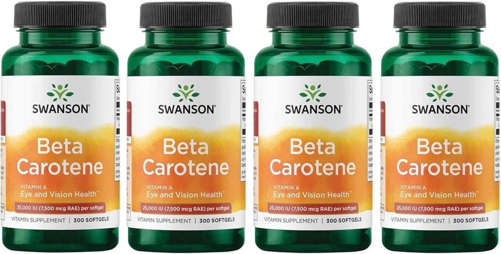 スワンソン ベータ カロテン ビタミン A 25000 IU の Softgels - 皮、目および免疫 システム健康 - 酸化防止サポート - 7500 mcg (300 の Softgels) (4 のパック)