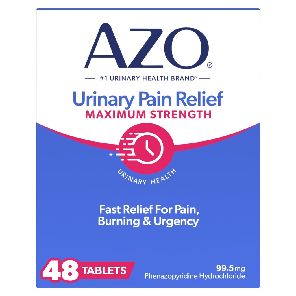 AZO Urinary Pain Relief Maximum Strength | Fast Relief of UTI Pain, Burning & Urgency | Targets Source of Pain | #1 Most Trusted Brand | 48 Tablets