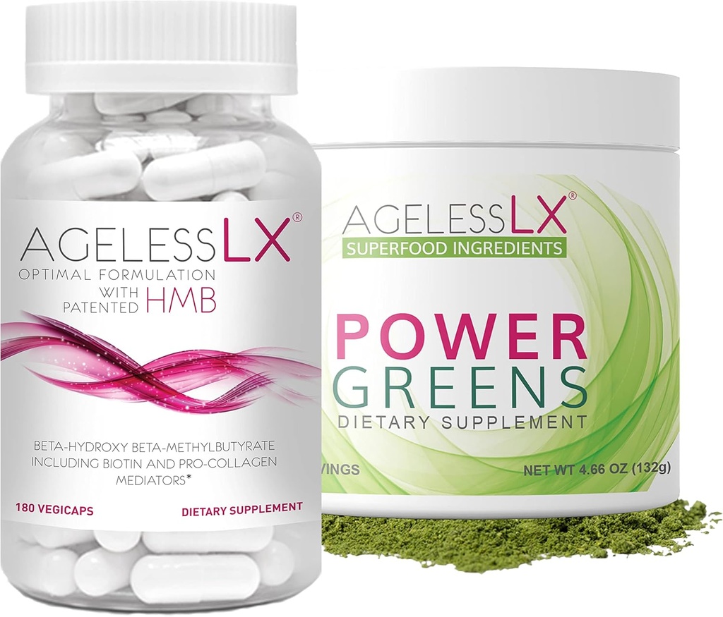 AgelessLX Capsules with Power Greens Superfood Powder
