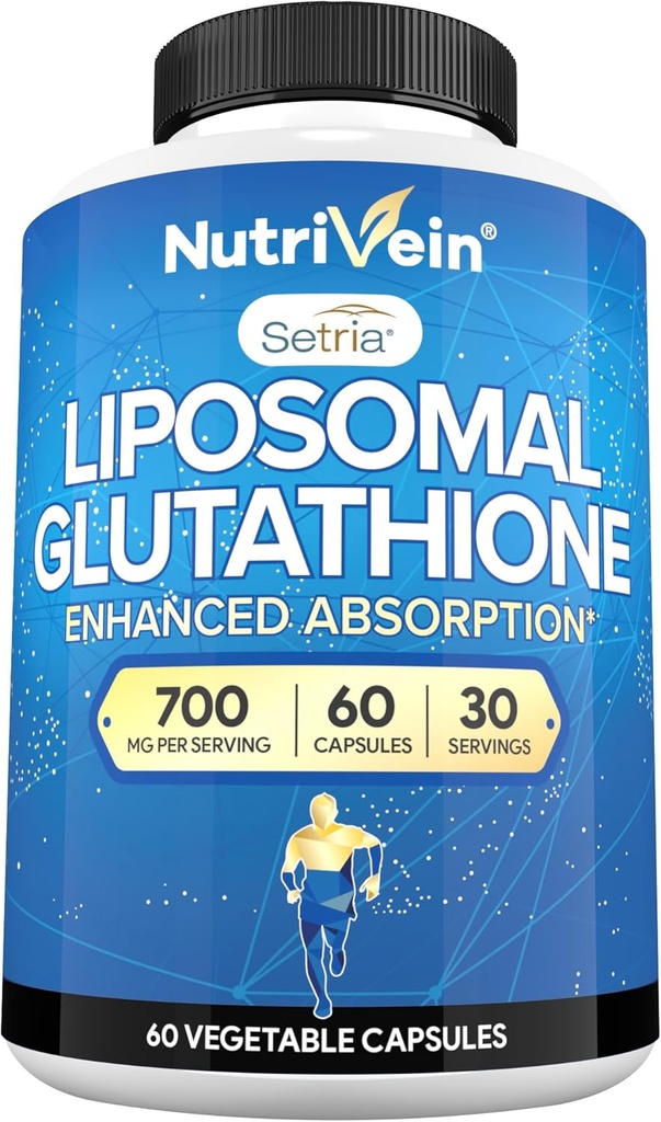 Nutriveinの優れたLiposomalのグルタチオンの補足700のmg - 60の帽子-純粋な減らされたグルタチオンのSetria -マスターの酸化防止剤-細胞の保護、清潔になる、レバー、頭脳、死亡率および防衛