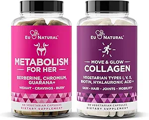 ユー・ナチュラル・メタボリズム(Eu Natural Metabolism for Her and Move & Glow Collagen Bundle) - Metabolism and Skin & Joint Healthのサポート
