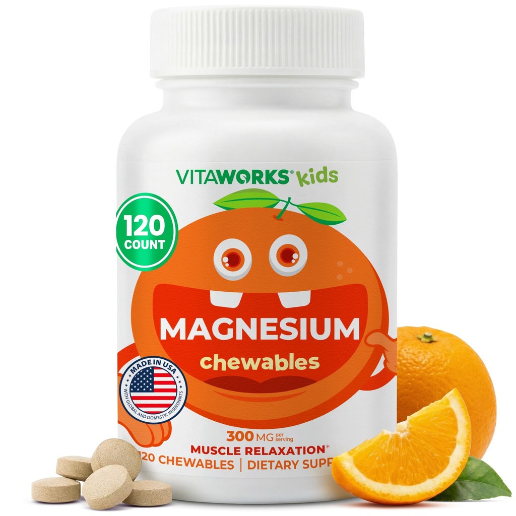 キッズ マグネシウム ケブル | グレートテイスティング | 300mg マグネシウムサプリメント | ヴィーガン・非GMO・グルテンフリー マグネシウム酸化マグネシウムサプリメント | 筋肉機能用 | 120 ケブル | ヴィタワークス