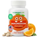 キッズ マグネシウム ケブル | グレートテイスティング | 300mg マグネシウムサプリメント | ヴィーガン・非GMO・グルテンフリー マグネシウム酸化マグネシウムサプリメント | 筋肉機能用 | 120 ケブル | ヴィタワークス