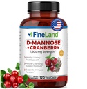 FineLand D-Mannose + Cranberry – 1600mg/サービング – 120 ビーガンカプセル – 尿路 & 膀胱の健康サポート – 非GMO, グルテンフリー, アメリカ製