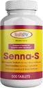 HEALTH LFEのSenna-Sタブレット、Senna Plus(Laxative/Stool Softener)は、Senokot-S(Small(Pack of 1)、500)のOccasional constipationのGenericを一晩救出します。