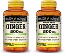 MASON NATURAL 全ハーブのジンジャー500のmgの自然な草の補足、60のカプセル(2のパック)