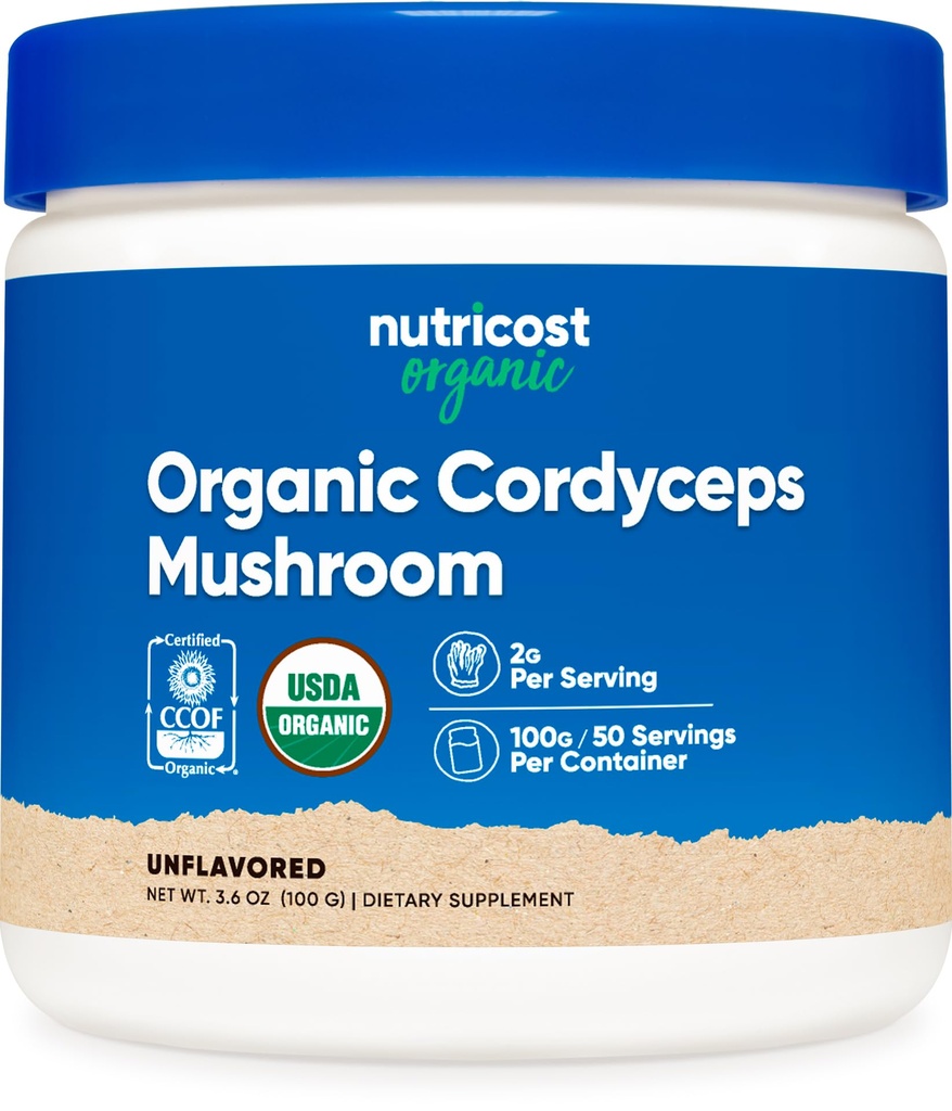 Nutricost有機コルディセプパウダー100グラム - USDA認定有機、非GMO、グルテンフリー
