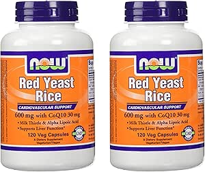 NOWの食糧600mgの赤いイースト米及び30mg Coq10の120の帽子(2のパッケージ)