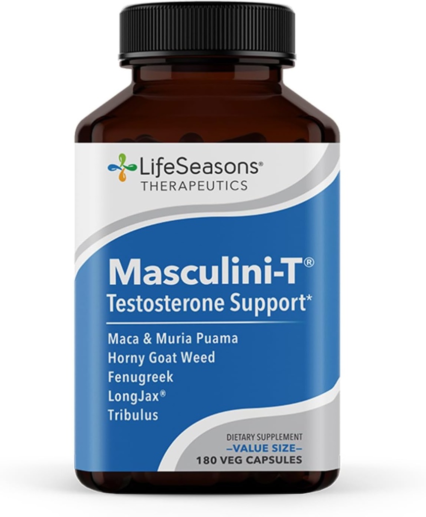 LifeSeasons Masculini-T - テストステロンサポートサプリメント - 性的およびアスレチックパフォーマンスの精神的および物理的側面を強化 - 正常な勃起機能をサポート - リビドーを改善 - 180カプセル