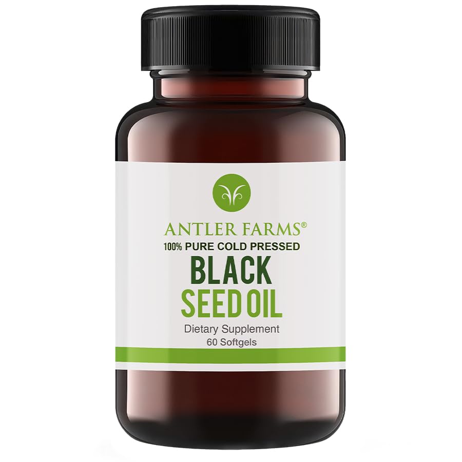 アントラーファーム - ブラックシードオイルSoftgelカプセル - 100%ピュア、バージン、コールドプレス60Softgels、500mg - 2% Thymoquinone、トルコブラックCumin Nigellaサティバシードオイル
