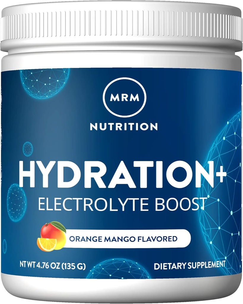 MRM Nutrition Hydration + | Orange Mango Flavored | Electrolyte Boost | Cellular Hydration | Vitamins + Electrolytes | Vegan + Gluten-Free | 15 Servings