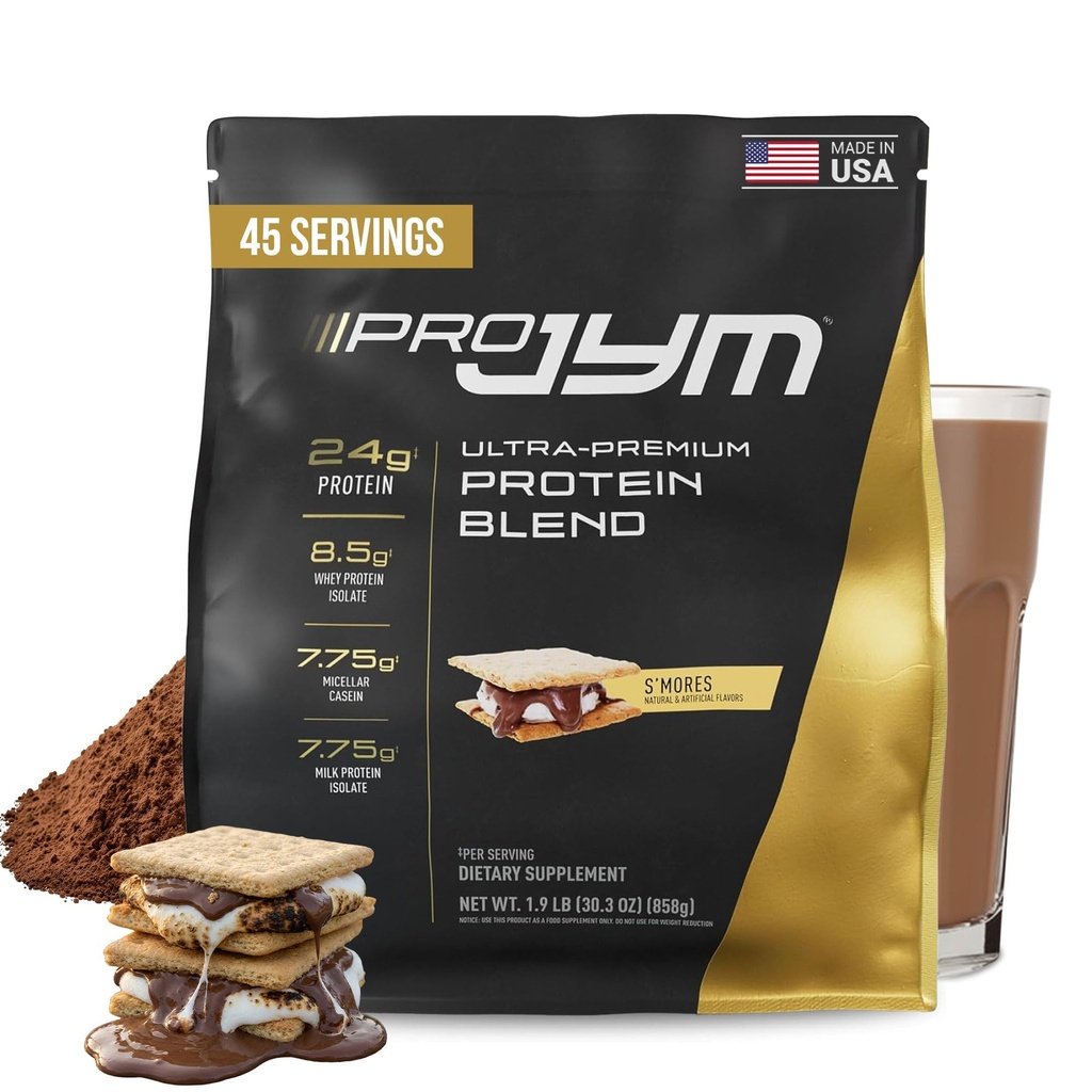Pro JYM S'Mores Protein Powder - 乳たんぱく質、カゼイン、ミルクプロテイン、男性と女性のためのリーンマッスルビルディング、JYMサプリメントサイエンス、45サービング