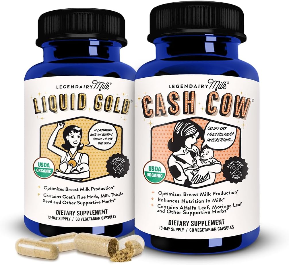 Legendairy Milk Liquid + Cash Cow, Lactation Supplement for Milk Supply Increase and Enhance Prolactin Release - Lactation Support for Breast Milk Production