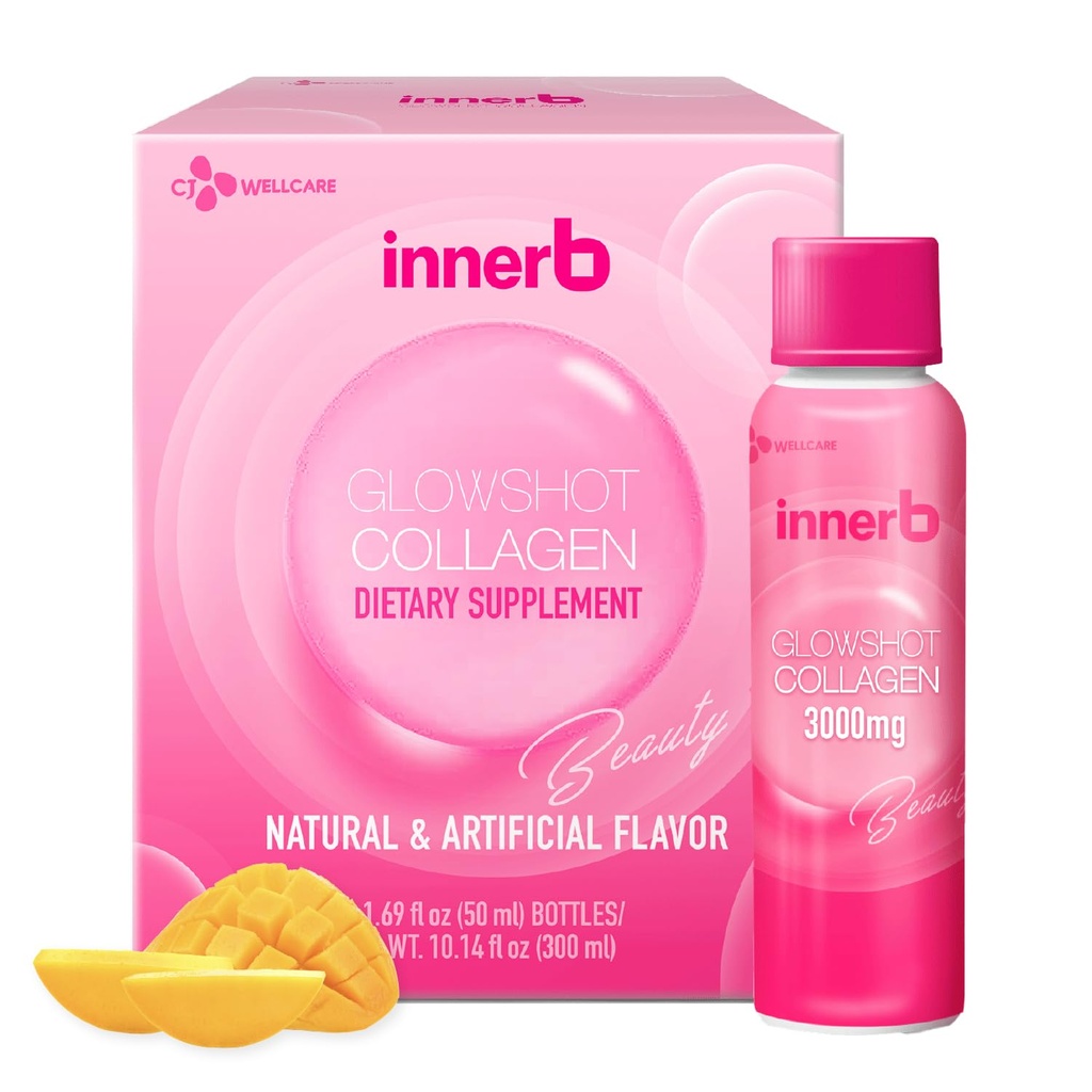 CJwellcareのインナーブのGlowshotのコラーゲン(10.1のflのoz、6のサービング) - 女性のための海洋の液体のコラーゲン、3,000mgコラーゲンのペプチッド、高い吸収のためのコラーゲンの打撃、毛、皮及び釘の補足