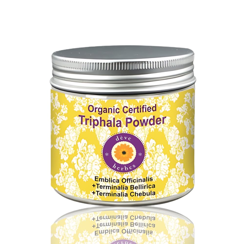 Herbesの純粋なTriphlaの粉(Emblica officinalis) + (Terminalia belerica) + (Terminalia chebula) 有機性によって証明される自然な治療上の等級200gm、(7.05oz)