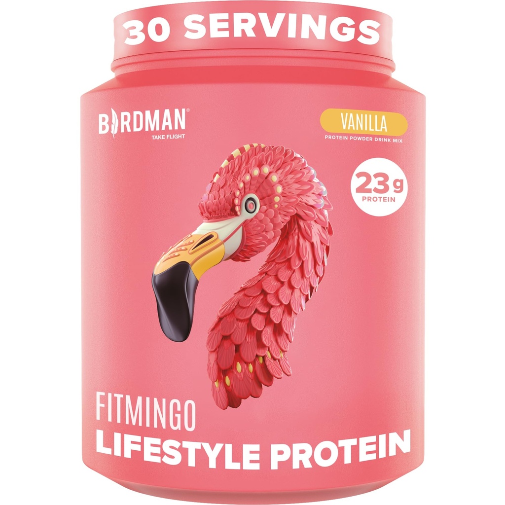BIRDMAN Fitmingoビーガンプロテインパウダーとイノシトール、コラーゲンブースター、ヒアルロン酸とビタミン  低炭水化物、乳液フリー、乳液フリー、低カロリー  23g植物ベースのバニラプロテインパウダー