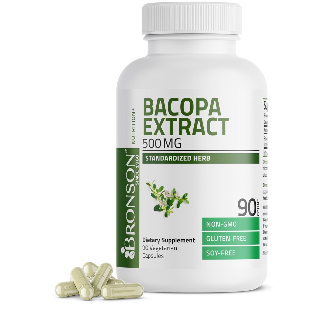 Bronson BacopaのMonnieriのエキス500のmg -精神的な明快さおよび頭脳機能-非GMO、90のベジタリアンのカプセルを促進します