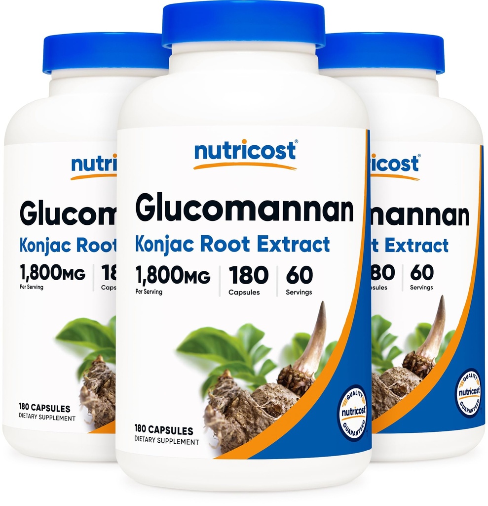 サービングごとのNutricost Glucomannan 1,800mg、180のカプセル(3本のびん)