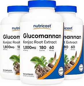 サービングごとのNutricost Glucomannan 1,800mg、180のカプセル(3本のびん)