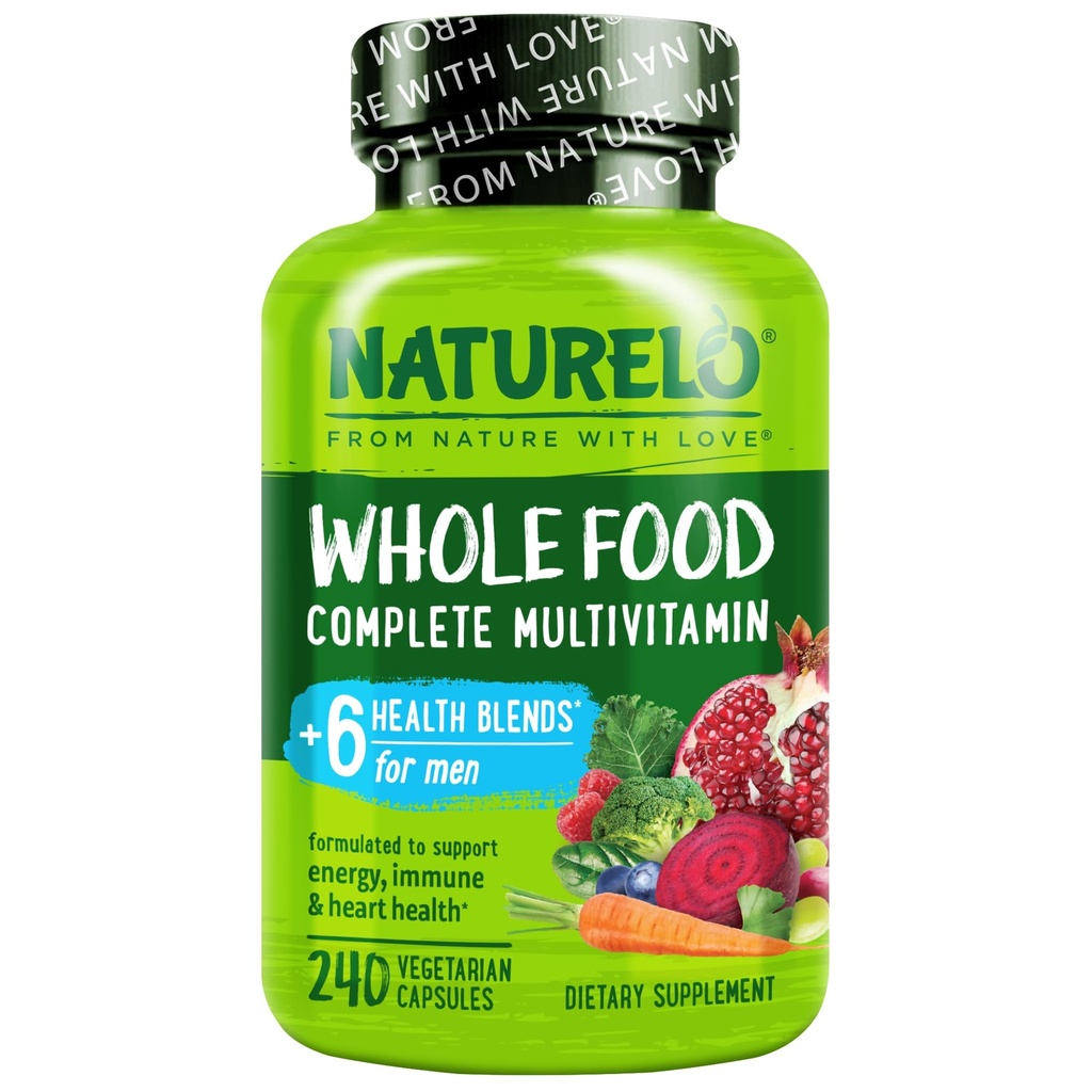 NATURELOメンズマルチビタミン - ビタミン、ミネラル&オーガニック食品、ブーストエネルギー&健康、非GMO、240ベジタリアンカプセルと男性のための1日1日マルチビタミン