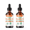 LIQUIDHEALTHのビタミンD3 4000 IU、大人のためのUSDAの有機性ビタミンDの液体の低下及び子供、免疫システム サポートのためのビーガン ビタミンD、骨の健康、気分サポート、健康な皮-米国製(2パック)