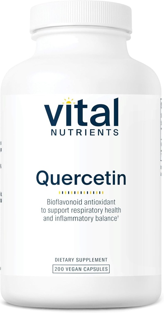 Vital Nutrients Quercetin | ヴィーガン・ケルセチン・サプリメント シナス・呼吸器・心臓・免疫機能支援 | グルテン・乳製品・大豆フリー | 500mg | 200カプセル