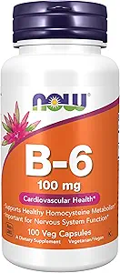 NOWフーズサプリメント、ビタミンB-6(ピリドキシンHCl)100mg、心血管の健康*、100ベジーカプセル