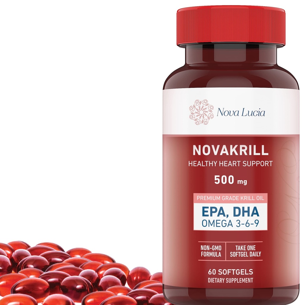 NovaKrillのオイルOmega 3の補足– EPA、DHA、アスタキサンチンが付いている1000mgのSoftgels - FishyのAftertaste無し-Swallowの円弧オイル– 60の液体のカプセルへの容易な