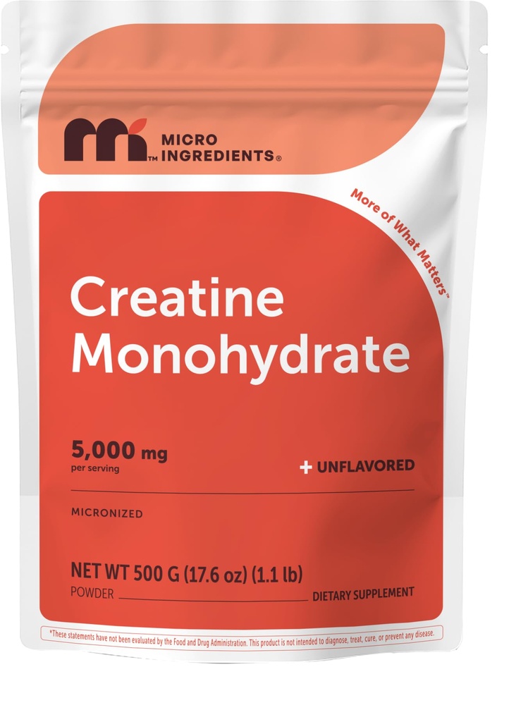 即刻のクレアチンの Monohydrate の粉 500 グラム(1.1 Lb)、サーブごとの 5000mg の Micronized のクレアチンの粉、Unflavored、純粋、注入口無し、ケト及びビーガン、女性および人の容易な分解のプレワークアウト