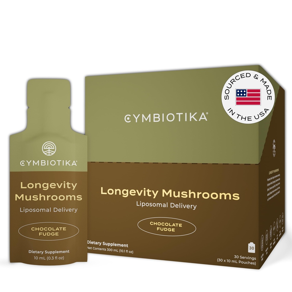 CYMBIOTIKA Liposomalのきのこは、ライオンのマネ、トルコの尾、B-Vitamins、Cordyceps及びReishiのきのこ、免疫サポートおよびエネルギーのための補足、チョコレート ファーザーの味、30のパック