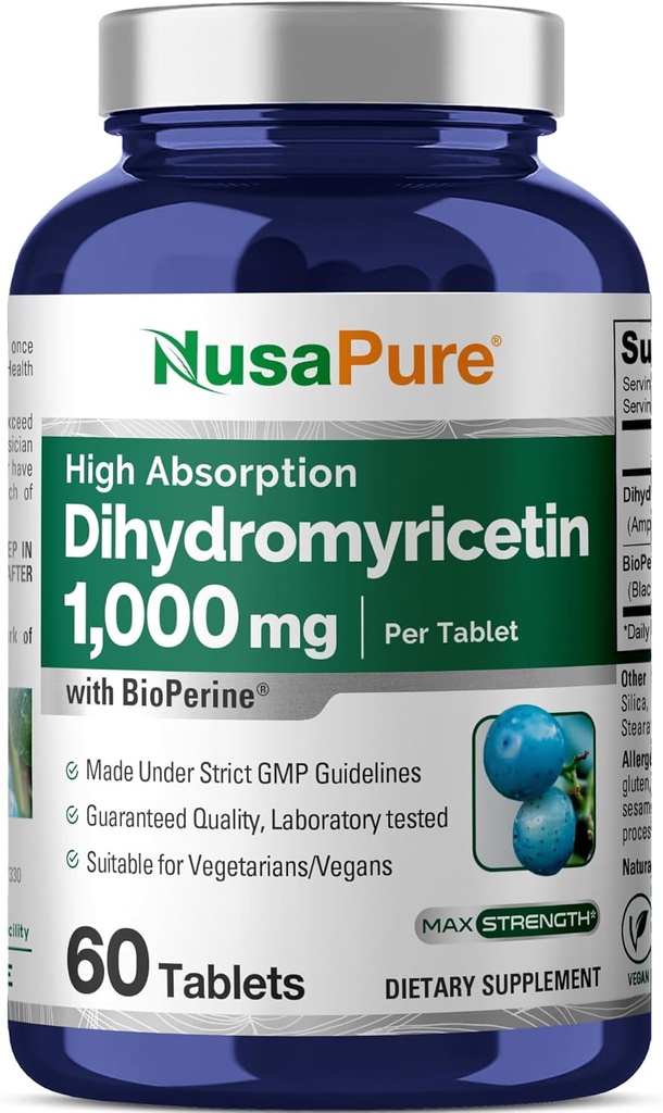 NusaPure Dihydromyricetin (DHM) 1,000mg 60の野菜のタブレット(GMO及び100%のベジタリアン無し)