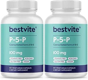 BESTVITE P-5-P 100mg (240 ベジタリアンカプセル) (120 x 2) (B-6の調整フォーム) - ない Stearates - 完全菜食主義者の非GMO - グルテンフリー