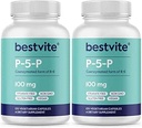 BESTVITE P-5-P 100mg (240 ベジタリアンカプセル) (120 x 2) (B-6の調整フォーム) - ない Stearates - 完全菜食主義者の非GMO - グルテンフリー