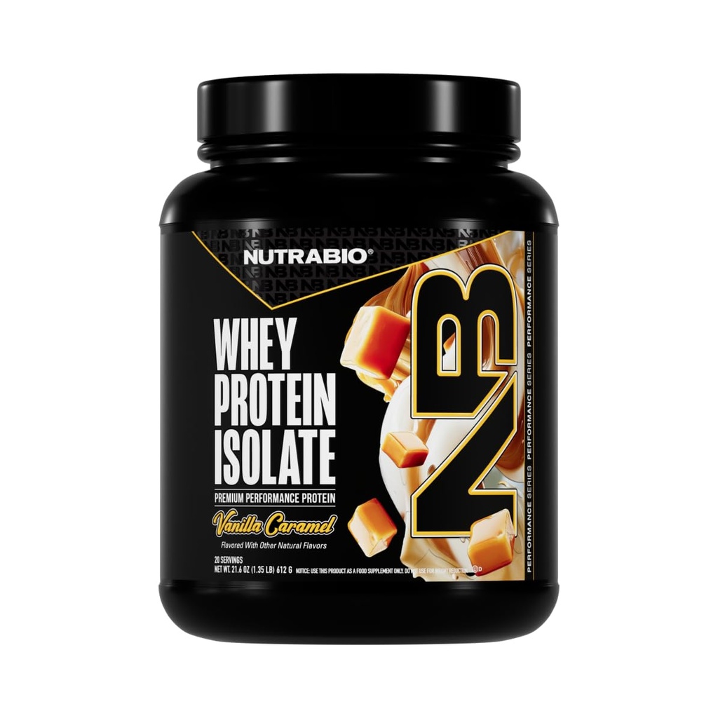 NutraBio 100%の乳清蛋白質の隔離蛋白質の粉、完全なアミノ酸のプロフィール、非GMO、大豆及びグルテンフリー、低い炭水化物、低いカロリーの乳蛋白質の粉、バニラキャラメル、2つのLbsの25g蛋白質