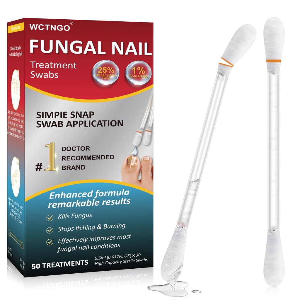 Fungal Nail Treatment Swabs-50ct, Extra Strength 25% Undecylenic Acid for Toenail Fungus, Athlete’s Foot, Damaged, Discolored & Thick Nails, Restores Healthy Nail Growth