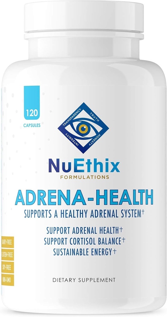 NuEthixの公式のAdrenaの健康の食事療法の補足、サポート コルチゾールの健康、エネルギー レベル、気分の調節、女性及び人のための副腎サポート補足、疲労の補足- 120のカプセル
