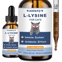 猫のためのL-Lysineの補足 - 免疫サポート - Felineの呼吸器、Sneezing、Rannyの鼻、目の機能のための60ML Lysine - 自然な猫の抗生物質の低下 - ローストの鶏の味