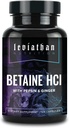 Leviathan Betaine HClとペプシン&ジンジャー - 消化補助金&サポート、胃酸&栄養素吸収のための消化酵素サプリメント