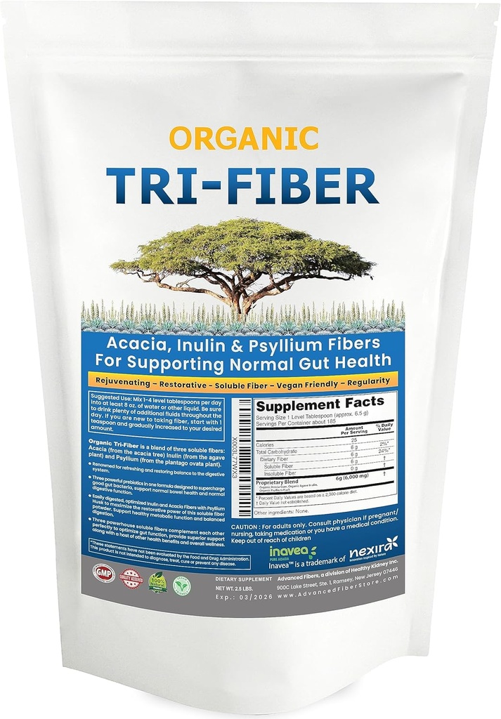 Tri-Fiberの容解性繊維の粉、非flavoredの高い繊維3 1 - Digestiveサポートのための容解性繊維の補足。 食事療法繊維1のlbs (16oz)