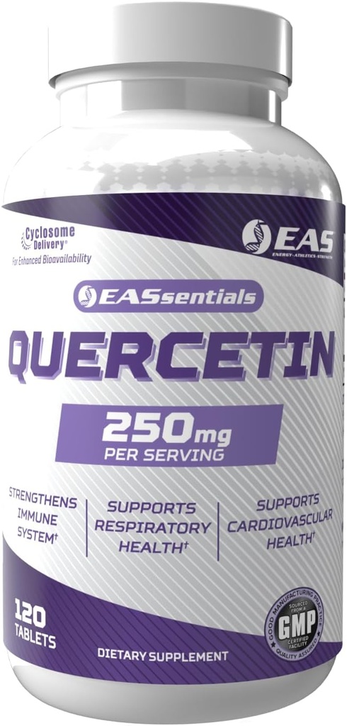 EAS Quercetin 250mg | 心と呼吸の健康 | 免疫反応をサポート | グルテンフリー・非GMO | Cyclosome配信でより良い吸収 | 120錠