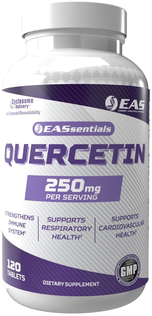 EAS Quercetin 250mg | 心と呼吸の健康 | 免疫反応をサポート | グルテンフリー・非GMO | Cyclosome配信でより良い吸収 | 120錠