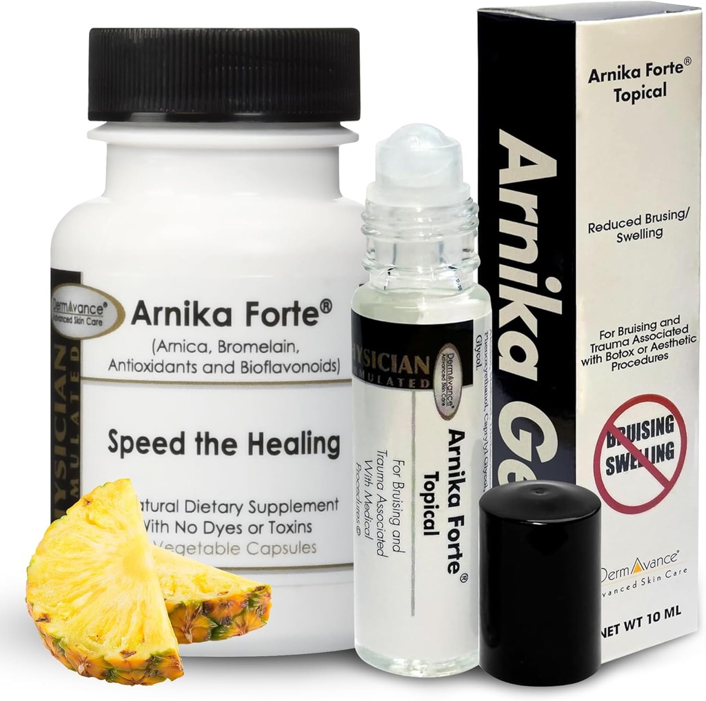 回復バンドル - Arnica カプセル & 美化と腫れのためのゲル - 手術後, 化粧品の手順 & 怪我の回復エッセンシャル