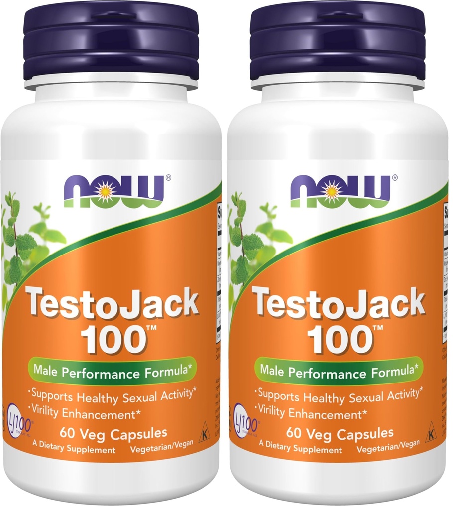 NOWサプリメント、LJ100®、Tongkat Ali(Eurycoma longifolia)、Tribulus、ZMA®、60ベジカプセル(パッケージ2)
